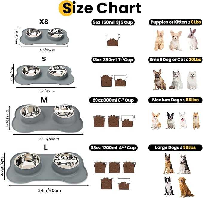 Conlun Medium Pet Feeding Station, 29oz Stainless Steel Dog Bowls Set, No Spill - Image 2
