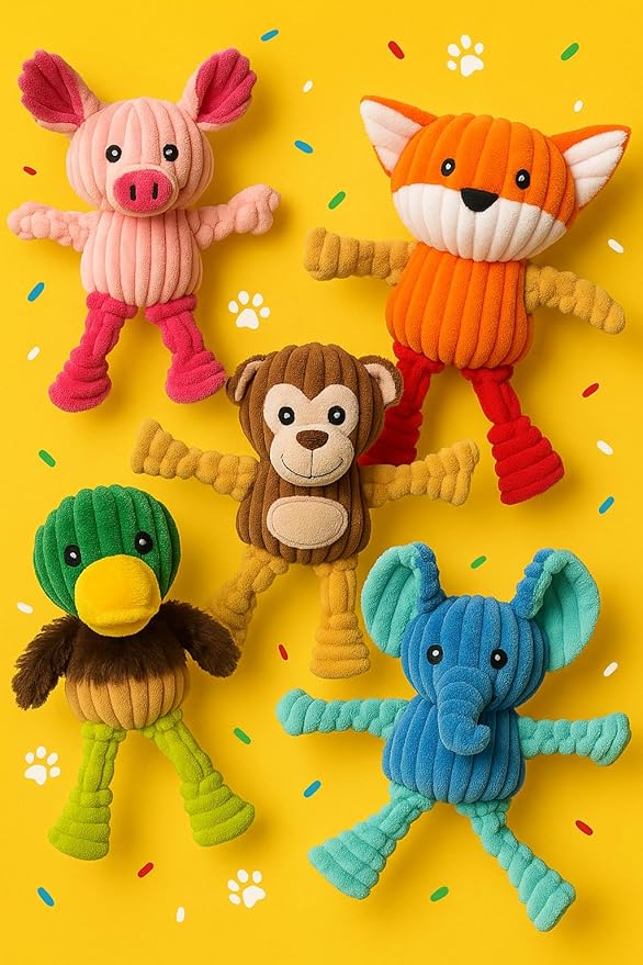 Jalousie Plush Toys Assortment Value Bundle Puppy Pet Mutt Squeak Toy - Image 8