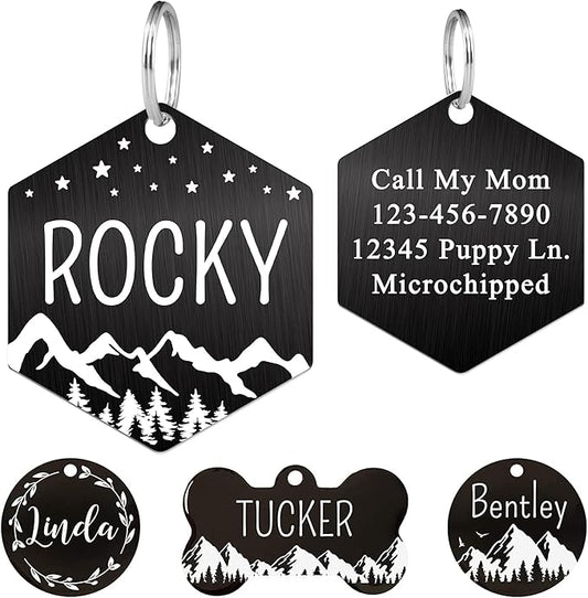 Ultra Joys Stainless Steel Personalized Dog & Cat Tags, Front & Back Engraving by UltraJoys