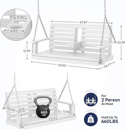 KINGYES Outdoor Hanging Porch Swing Set of 2, Waterproof Swing - Image 3