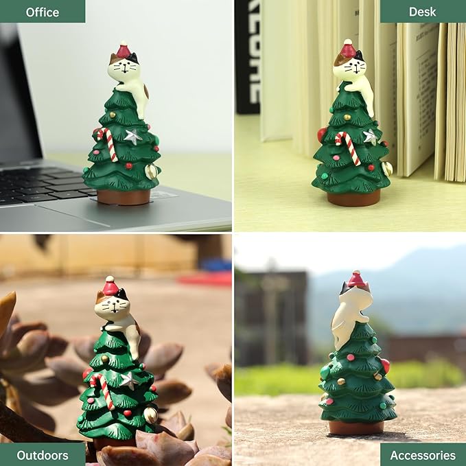 RAQWI 3.3 Inch Cute Cat Resin Christmas Tree Perfect - Image 4