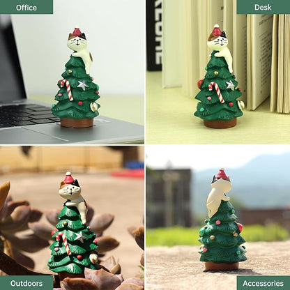 RAQWI 3.3 Inch Cute Cat Resin Christmas Tree Perfect - Image 4