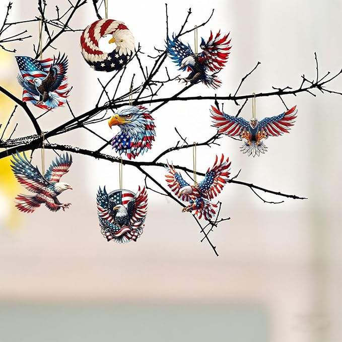 8 Pcs 4th of July Hanging Ornaments Eagle Independence Day Decorations Acrylic - Image 5