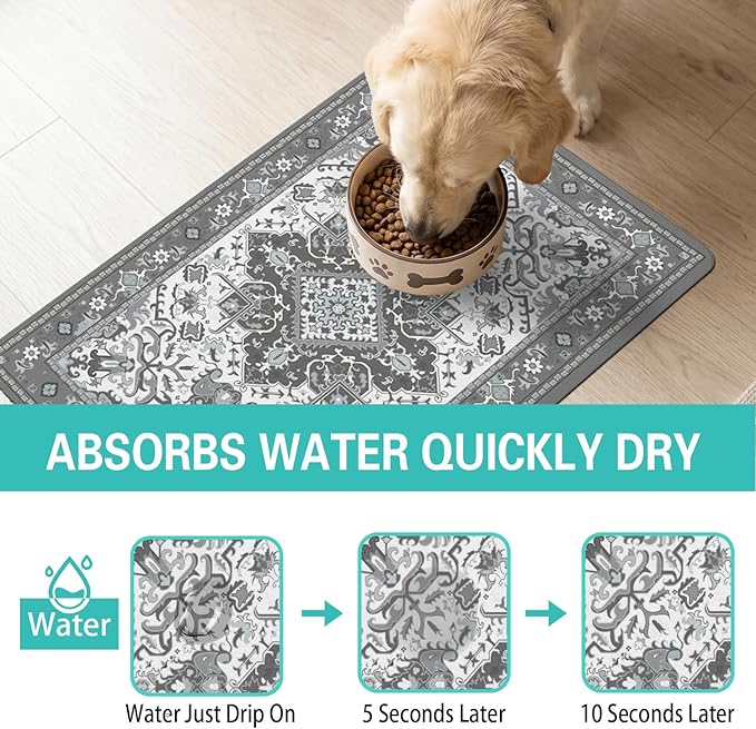 Pet Feeding Mat for Floors Waterproof Dog Mat for Food and Water Absorbent - Image 2