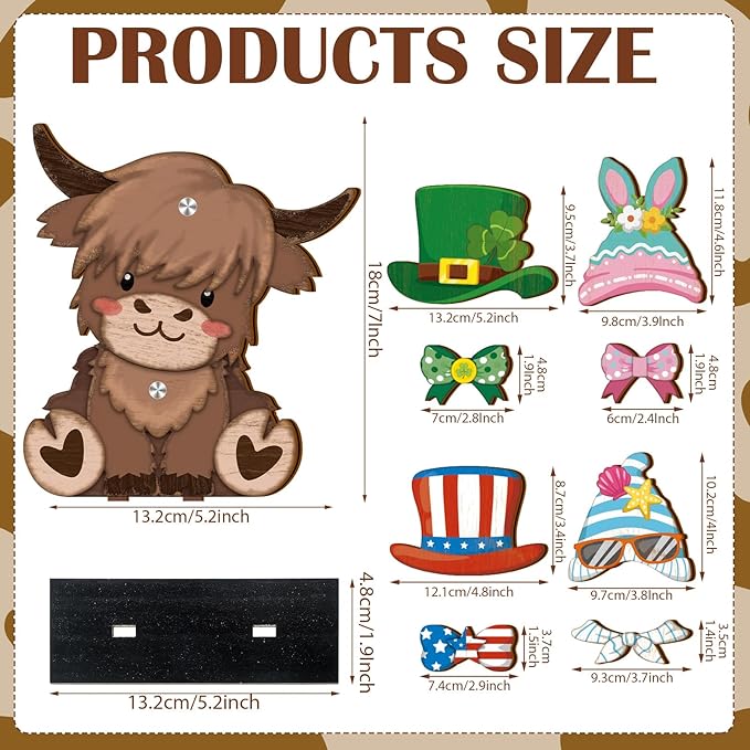 42 Pcs Interchangeable Highland Cow Graduation Gift Holiday Highland Cow Decor - Image 2