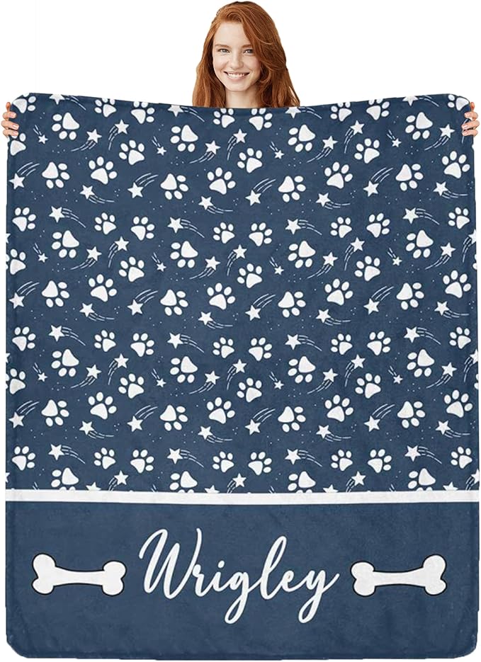 Artsadd Personalized Paw Print Dog Blanket by Artsadd