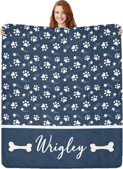 Artsadd Personalized Paw Print Dog Blanket by Artsadd