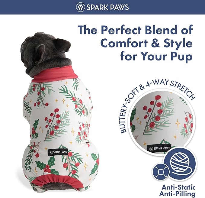 Spark Paws Dog Christmas Pajama, Dog Recovery Suit Male, Ultra-Soft and 4-Way - Image 3