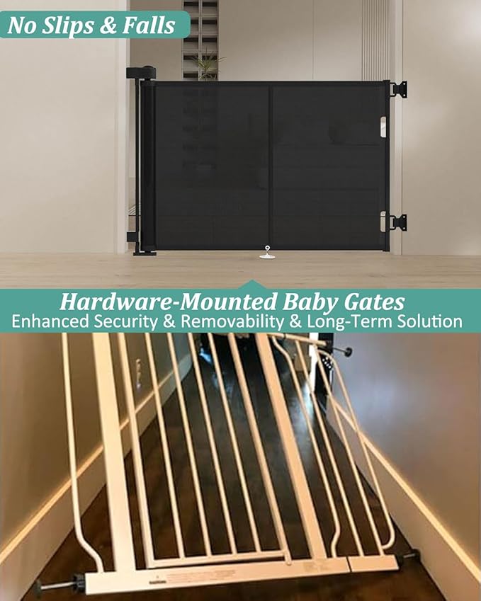 Miumoon 50 inch Retractable Baby Gates 34 inch Tall, Retractable Gate - Image 4