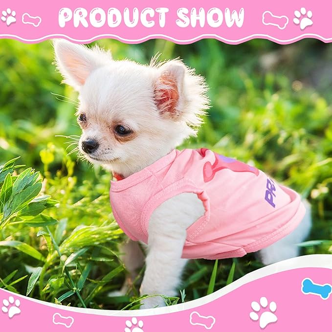 4 Pieces Puppy Clothes for Small Dogs Girl Summer Soft Puppy Clothes Cute - Image 3