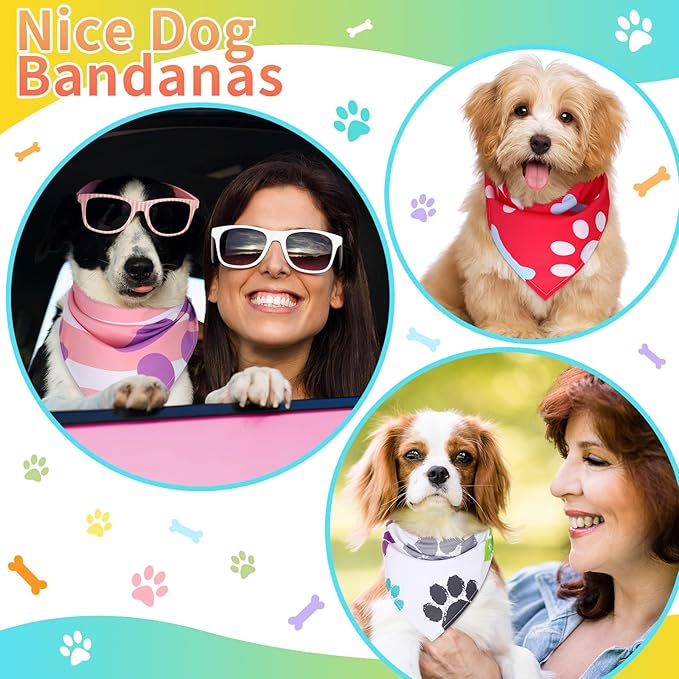 Huhumy 100 Pcs Paw Dog Bandanas Bulk Pet Bibs Colorful Triangle Scarf Paw - Image 4