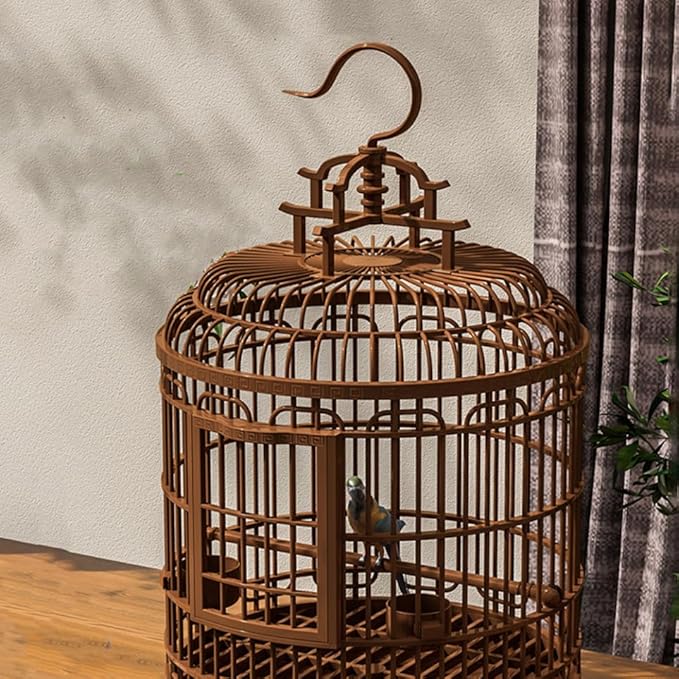 Large Portable Bird Cage Villa for Parrots, Retro Plastic Bird Carrier Travel - Image 5