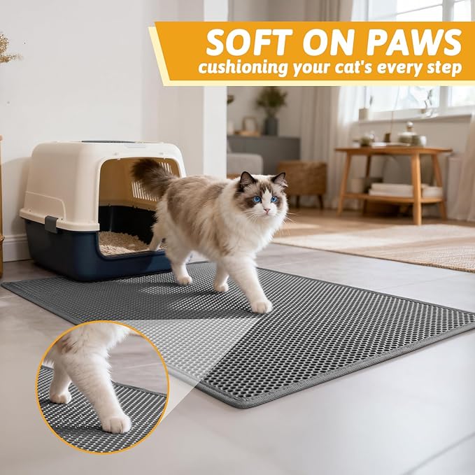Pieviev Cat Litter Mat Double Layer Waterproof Urine Proof Trapping Mat 1 Pack) - Image 4