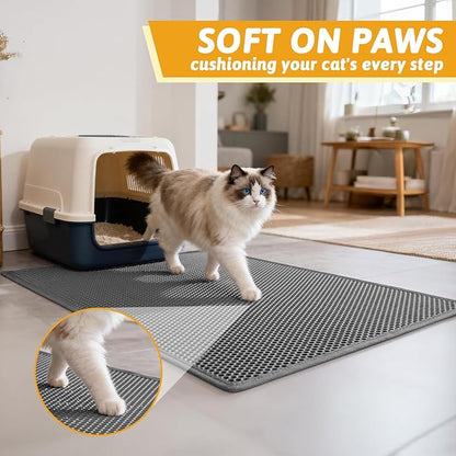 Pieviev Cat Litter Mat Double Layer Waterproof Urine Proof Trapping Mat 1 Pack) - Image 4