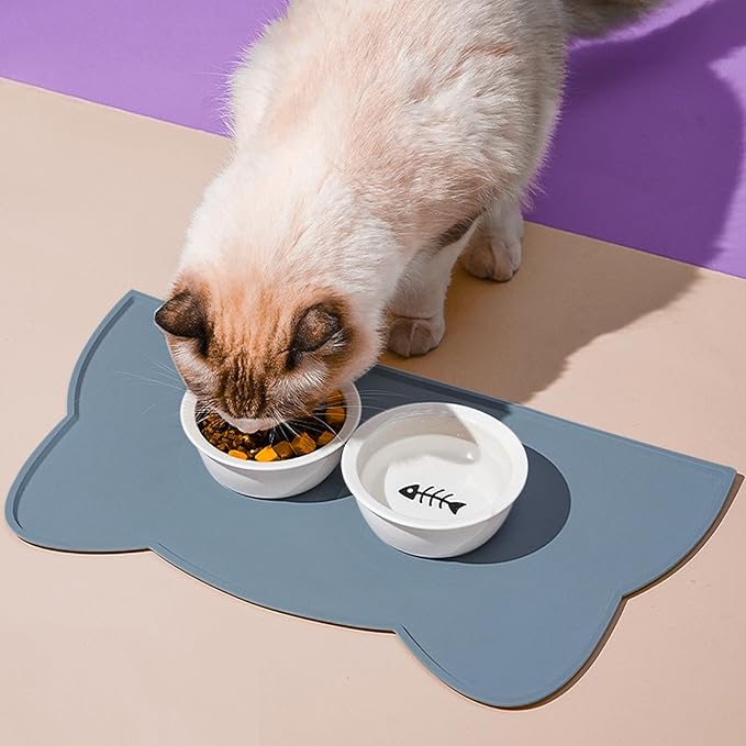 Cat Food Mat, Silicone Non Slip Dog Bowl Mat Waterproof Cat Feeding Mat Stop - Image 2