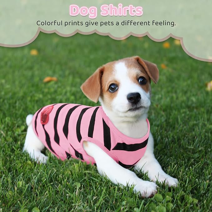 Pet Dog Striped T-Shirt Dogs Cats Cotton Vest Spring Summer Pet Apparel Tee - Image 7