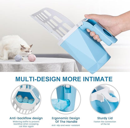 Cat Litter Scooper with Holder Kitty Litter Scoop with Waste Can and 150 Refill - Image 3