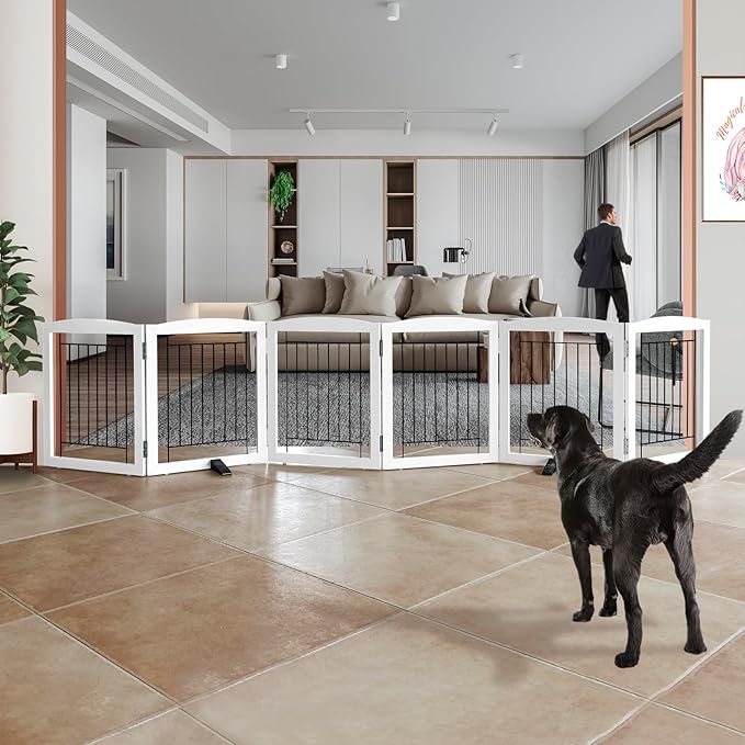 ZJSF Freestanding Dog Fence Indoor, Foldable Dog Gate by ZJSF