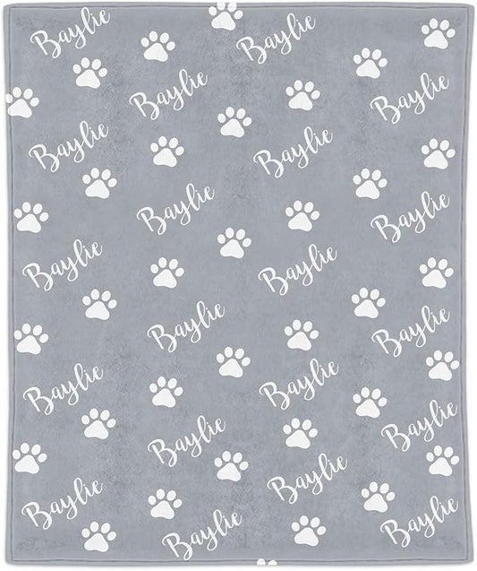 Custom Dog Blanket with Picture Name, Personalized Pet Photo Blanket, by Chericosy