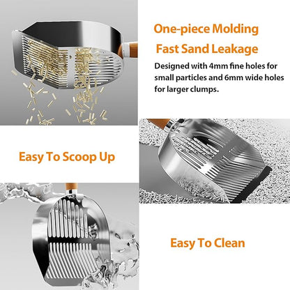 Stainless Steel Metal Cat Litter Scoop, Kitten Pooper Lifter - Image 3