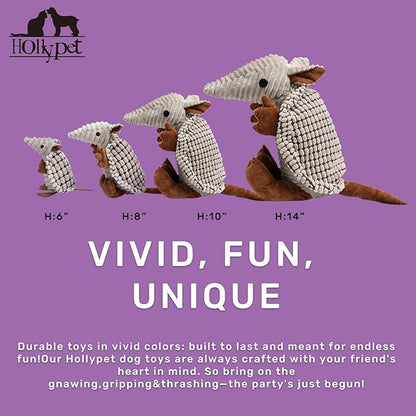 Hollypet Plush Dog Squeaky Toy Stuffed Armadillo Animal Pet Puppy Chew Toys - Image 2