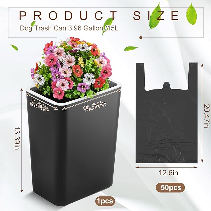Jingmore Dog Poop Trash Can Outside 3.96 Gal/15 L Plant Styled Dog Waste Trash - Image 2