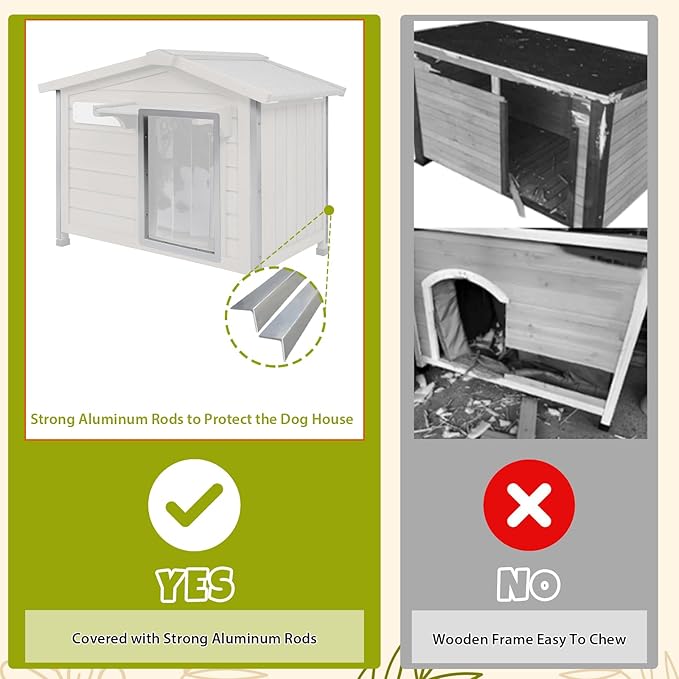 PetsCosset 30.1" L Large Dog House Outdoor & Indoor, Fir Wood Dog Kennel - Image 2