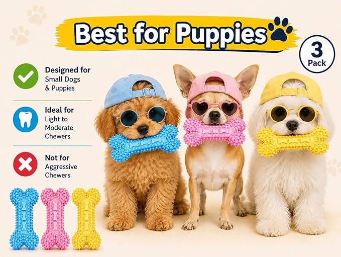 Chewzzle™ 3 Pack Chew Toys for Small Dogs & Puppy Teething Toys | Safe TPR - Image 2