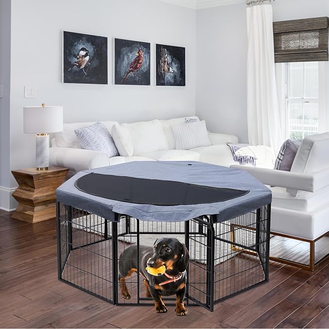 PETIME Dog Playpen, Metal Exercise Puppy Pen Heavy Duty Kennels Yard Fence - Image 7