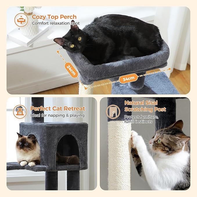 MUTTROS Cat Tree for Indoor Cats, 44.5" Multi-Level Cat Tower - Image 5
