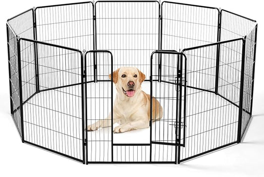 DUMOS Dog Playpen Indoor, Metal 40 Inch 8 Panels Foldable Pet Fence by DumosLifestyle