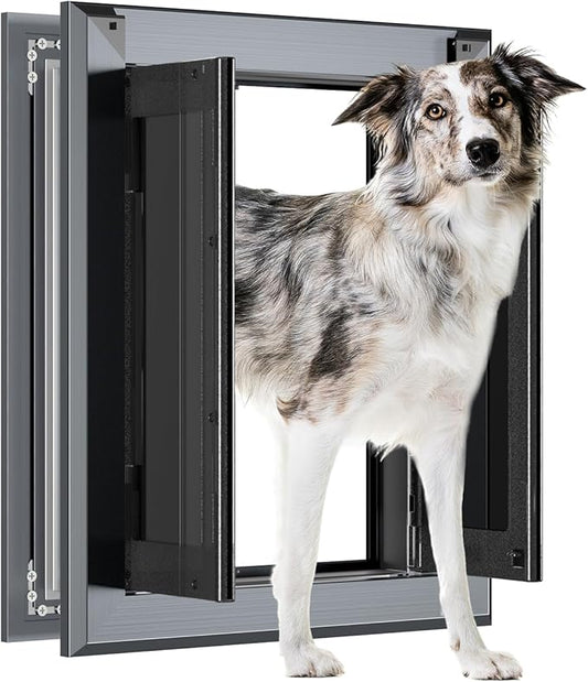Aluminum French Large Dog Door, Heavy-Duty by LEADSTOTHETOP