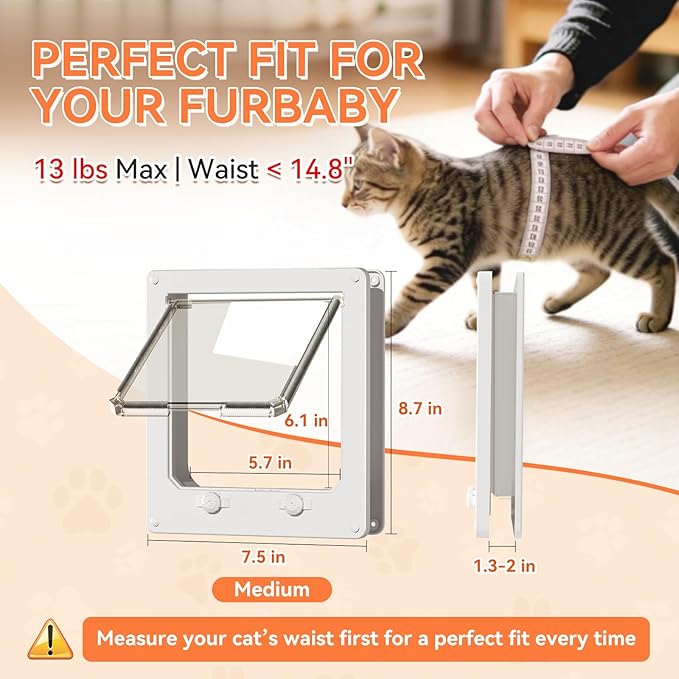 LIBBEPET Cat Door Interior Door, Indoor Cat Doors, Medium Pet Doors - Image 5