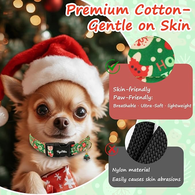 Christmas Dog Collar for Medium Dogs, Adjustable Green Small Dog Collars - Image 3