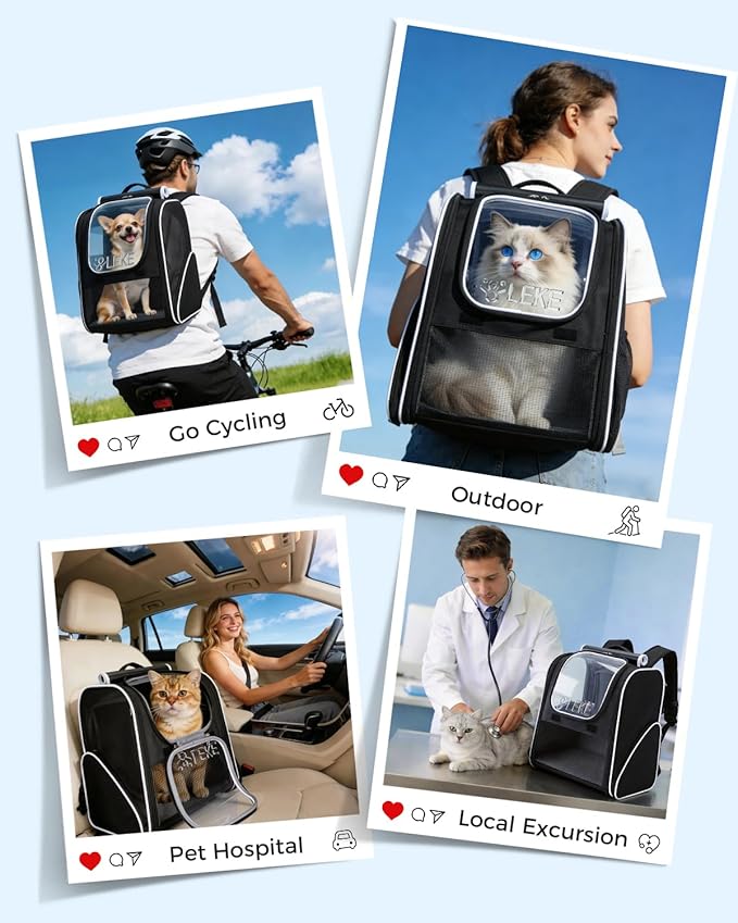 Lekereise Cat Backpack Carrier, Breathable Cat Carrier Large Space Bubble Pet - Image 7