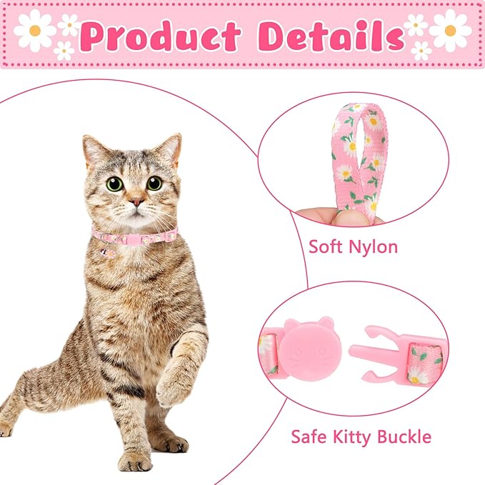 Breakaway Cat Collars with Bell & Cute Pendants, 3 Pack Safety Buckle Kitten - Image 4