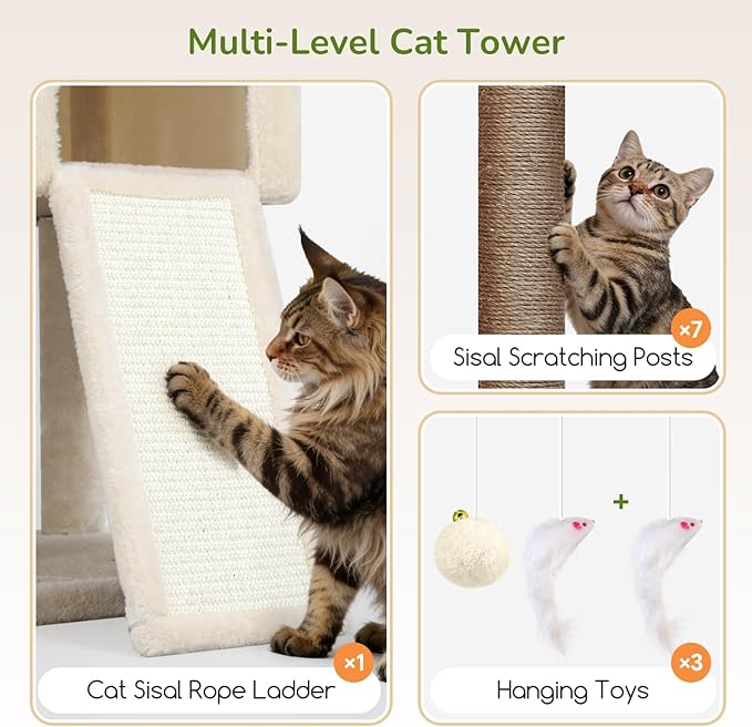 Globlazer 83in Heavy Duty Cat Tree, Giant Cat Tower - Image 5