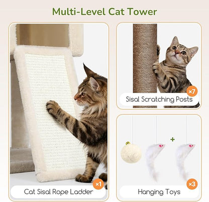 Globlazer 83in Heavy Duty Cat Tree, Giant Cat Tower - Image 5