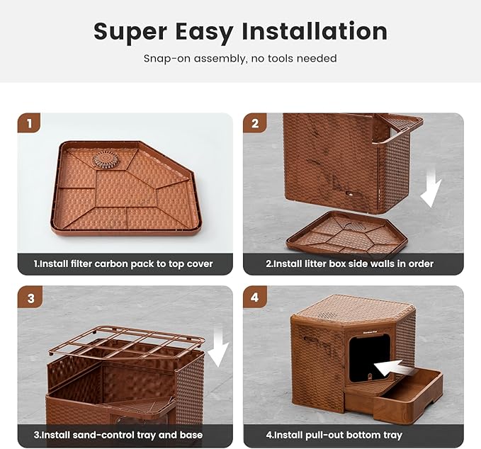 Gradner Pet Cat Litter Tray, Odour-Resistant Enclosed Cat Litter Box - Image 7