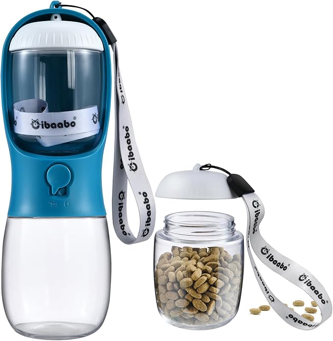 Cibaabo Dog Water Bottle with Food Container, Travel Puppy Water Bowl, Portable by Cibaabo