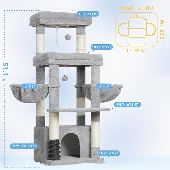 Hey-brother Cat Tree Tower, Scratching Posts - Image 3