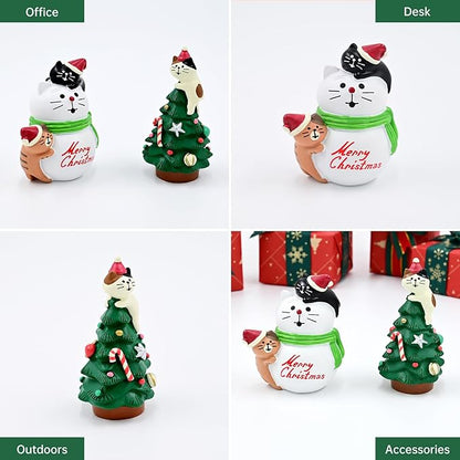 RAQWI 3.3 Inch Cute Cat Resin Christmas Tree - Image 4