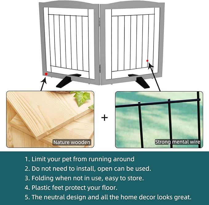 ZJSF Freestanding Dog Fence Indoor, Foldable Dog Gate - Image 6