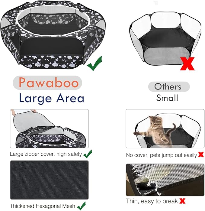 Pawaboo Small Animals Playpen, Waterproof Small Pet Cage Tent - Image 3