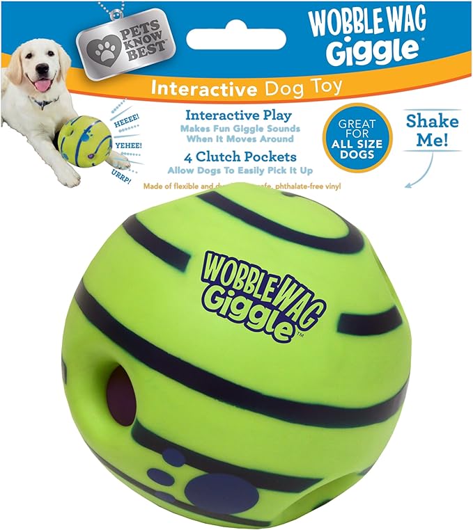 Wobble Wag Giggle Ball, Interactive Dog Toy, Fun Giggle Sounds When Rolled or by WobbleWagGiggle