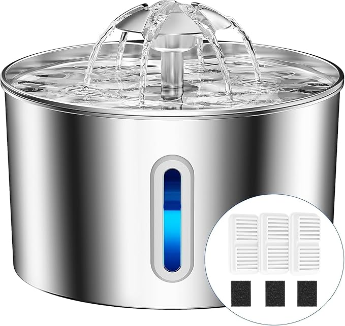 Cat Water Fountain Stainless Steel - 74oz/2.2L Automatic Large Pet Watering by CatWaterFountain