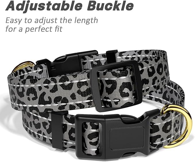 Reflective Dog Collar for Large Dogs, Cute Leopard Style Adjustable Heavy-Duty - Image 6