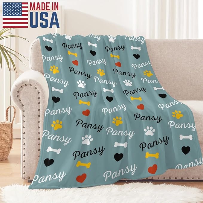 Personalized Dog Blankets with Name, Custom Paw Print Blanket - Image 2
