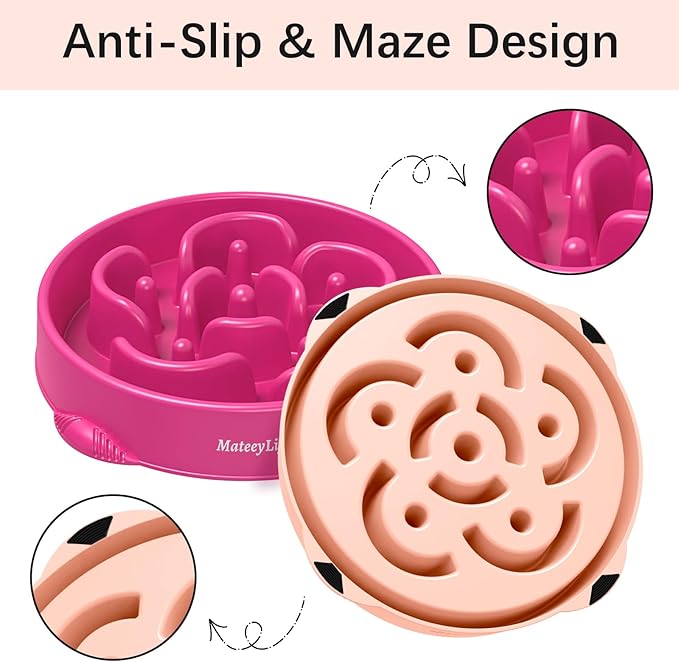 MateeyLife Large Slow Feeder Dog Bowls 2PCS, Anti-Choking Puzzle Dog Food Bowls - Image 4