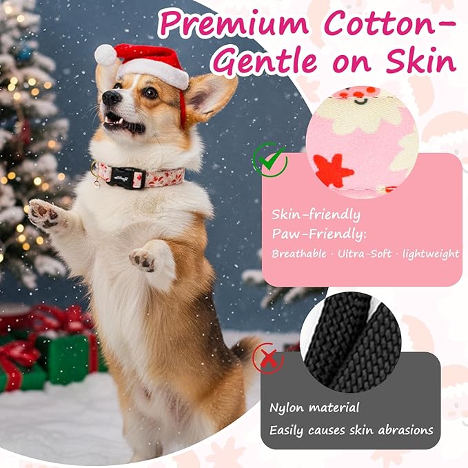 Christmas Dog Collar Medium Dog Collars, Adjustable Pink Dog Collars - Image 4